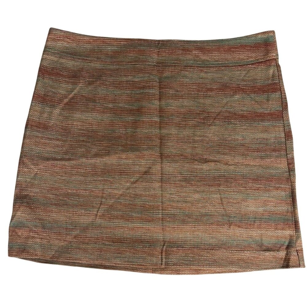 Ann Taylor Loft Womens Woven Mini Skirt Size 16 Brown & Teal NWT Textured Fabric